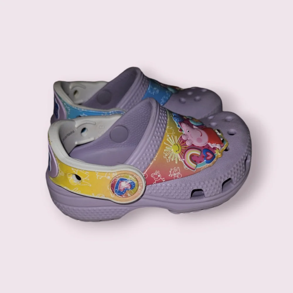 Peppa Pig Crocs Clogs Shoes Size C5 Purple